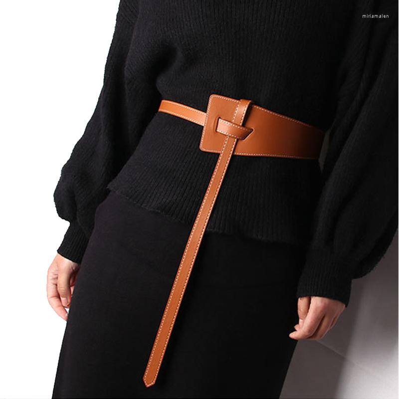 

Belts Fashion Vintage Belt For Women Wide Designer Waistband Bow Ladies Pu Leather Solid Color Overcoat Decoration, White