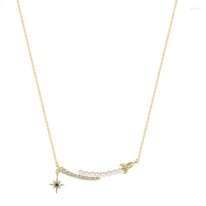 

Pendant Necklaces Light Luxury Necklace Female Pearl Star Niche Design Sense Collarbone Chain Neck 2022 Simple And Versatile
