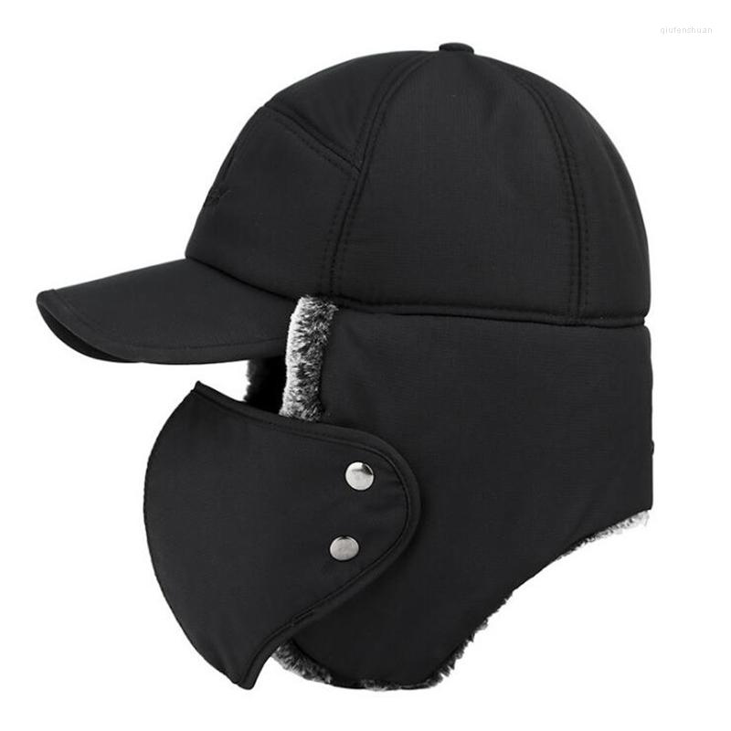 

Berets 2022 Fashion Men's Hat Winter Season Warm And Windproof Ski Pilot Ladies Cotton, Black