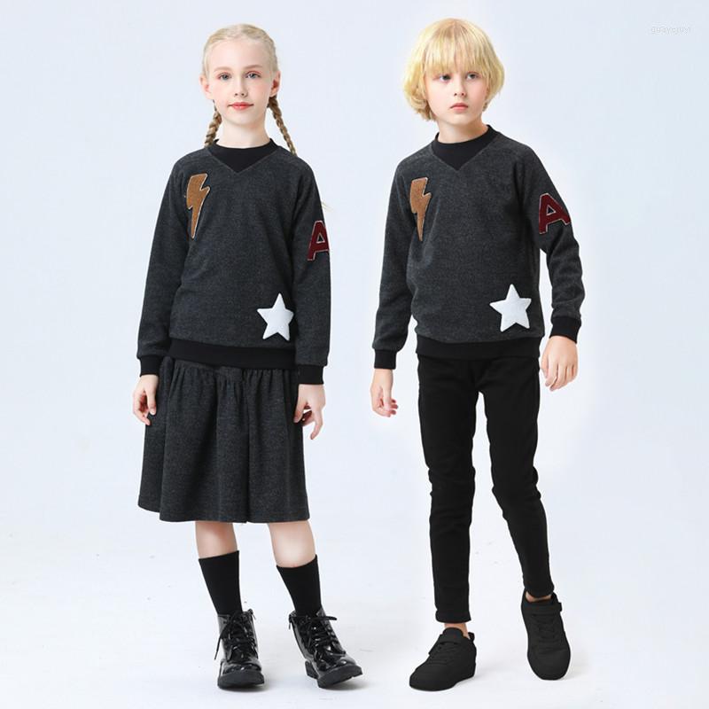 

Clothing Sets Children Boys Girls Chenille Patch Fall Winter 2pc Set & Top Polyester Family Matching Clothes, Boy top