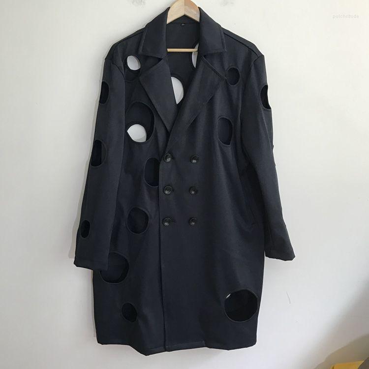 

Men's Trench Coats Fashion Zc939 Men's & Jackets 2022 Runway Luxury European Design Party Style Clothing, Black