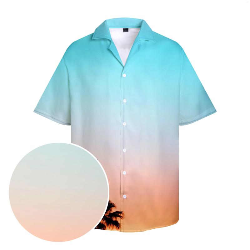 

Men's Casual Shirts Hawaiian Men's Gradient Sky Print Vacation Light Blue Tops Cool Wear Summer Beach Short Sleeve, R101431