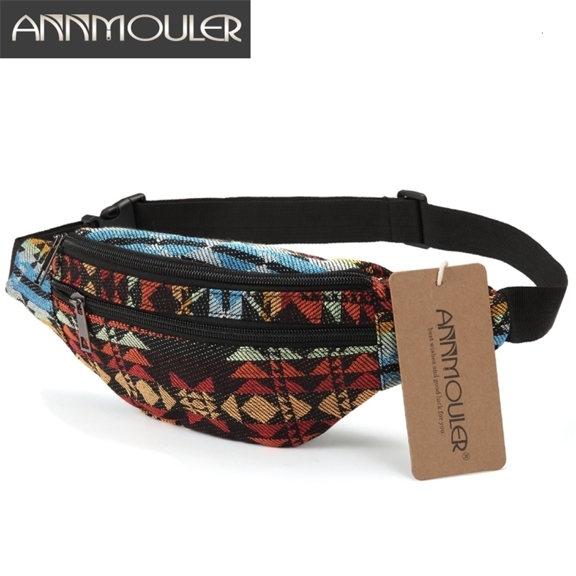 

Waist Bags Annmouler Women Fanny Pack 8 Colors Fabric Packs Bohemian Style 2 Pocket Belt Travel Phone Pouch 221114, No 2