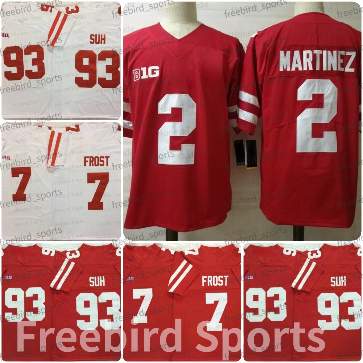 

NCAA Nebraska 93 Ndamukong Suh Football Jersey Cornhuskers 2 Adrian Martinez 7 Scott Frost Red College Jerseys White Stitched Mens Outdoor Sports, Men jersey