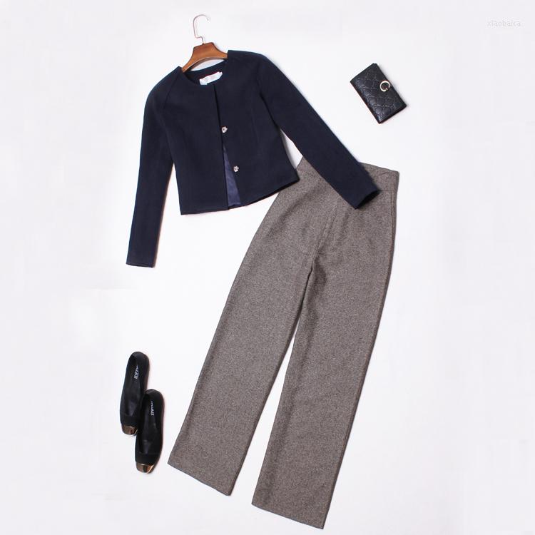 

Women' Two Piece Pants Autumn Winter Pant Suit For Women Stylish Short Blazer Jacket High Waist Formal Ladies Business Office Work Korean, Black