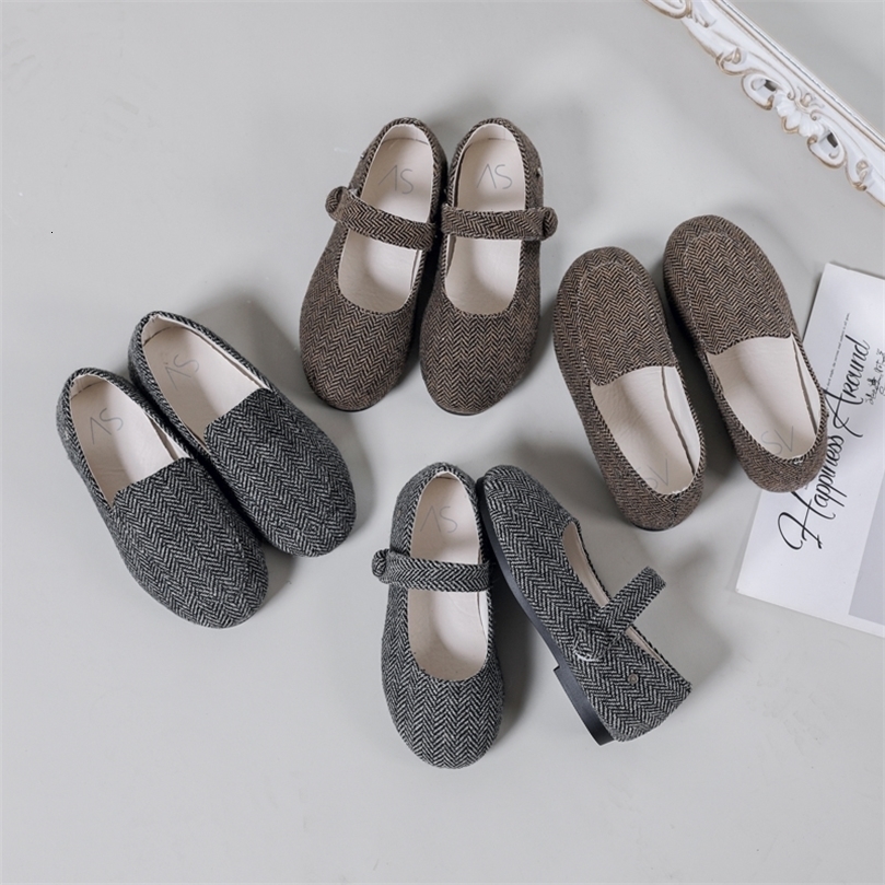 

Sneakers Spring Kids Shoes Children Casual Baby Girls Herringbone Fashion Loafers Toddler Ballet Flats Boys Moccasin Mary Jane 221113, Charcoal loafer