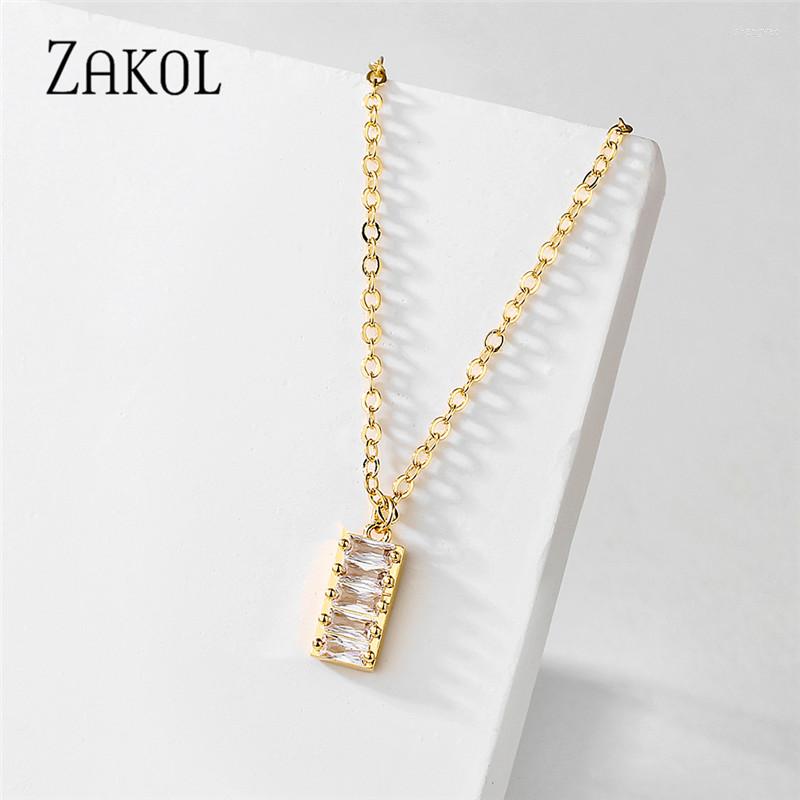 

Chains ZAKOL Classic Simple Geometric Square Cubic Zirconia Pendant Necklaces Female O-chain Anniversary Gift Jewelry Choker NP2259