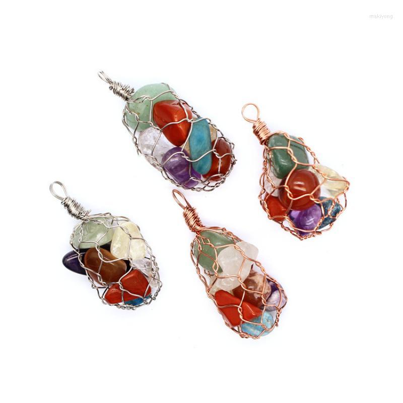 

Pendant Necklaces Handcrafted Assorted Ore Metal Weave Egg Shape Pendants Fashion Unisex DIY Healing Necklace Jewelry Unique Accessories