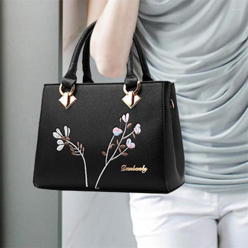 

Evening Bags Luxury White Leather Handbags For Women Elegant Embroidered Ladies' Designer Shoulder Bag Simple Messenger 2022, Gray