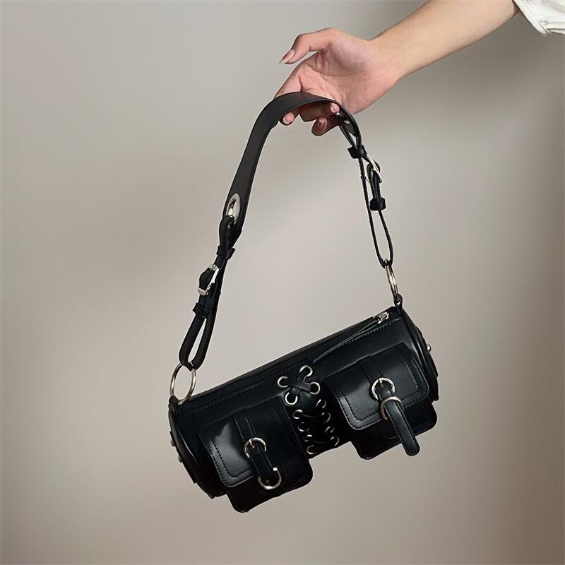 

Luxury Underarm Bag Advanced Texture Strap Design Single Shoulder Bag Vintage Pure Cross-body Bag, Black