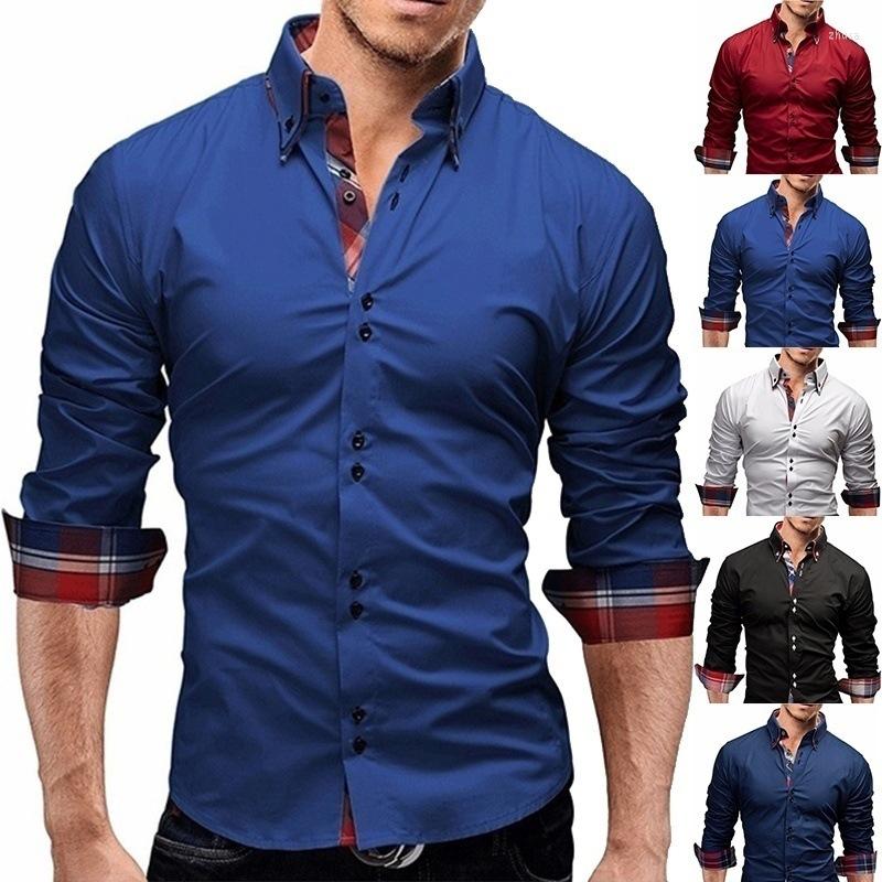 

Men's Casual Shirts Men Fashion Long-Sleeved For Plaid, Red