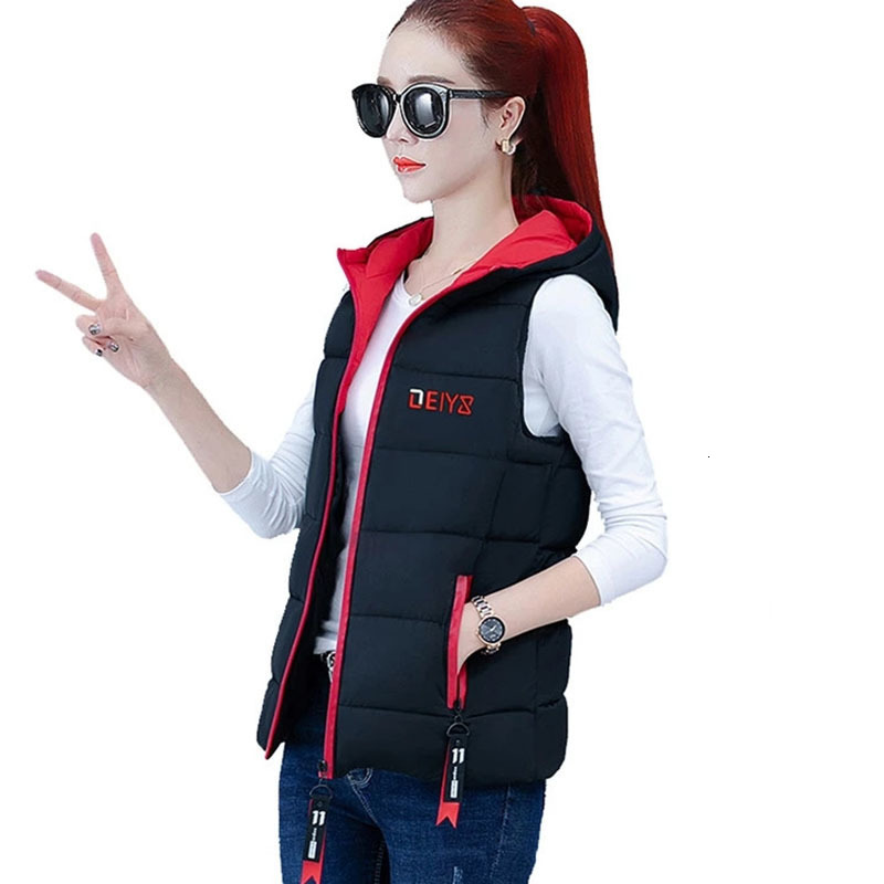 

Women's Vests Autumn Winter Down Cotton Vest Women Short Jacket OuterWear Fashion All-Match Sleeveless Waistcoat Woman Coat 3XL 221114, Haze blue