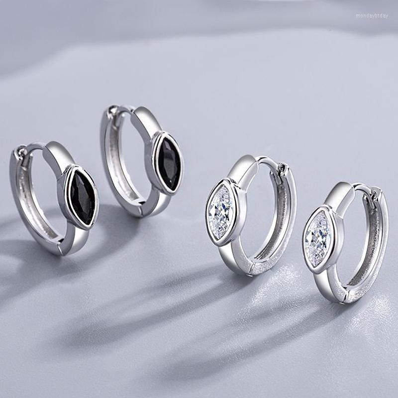 

Hoop Earrings Black/Transparent Oval Shaped Crystal Zircon Exquisite Small Silver-Plated Fashion Ear Jewelry Gift For Women Girl