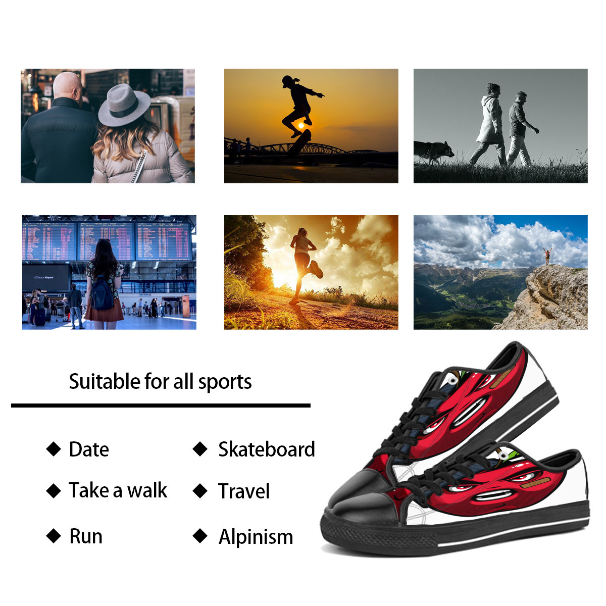 

Custom shoes Classic Canvas Low cut Skateboard casual triple black Accept customization UV printing low mens womens sports sneakers Breathable color 34