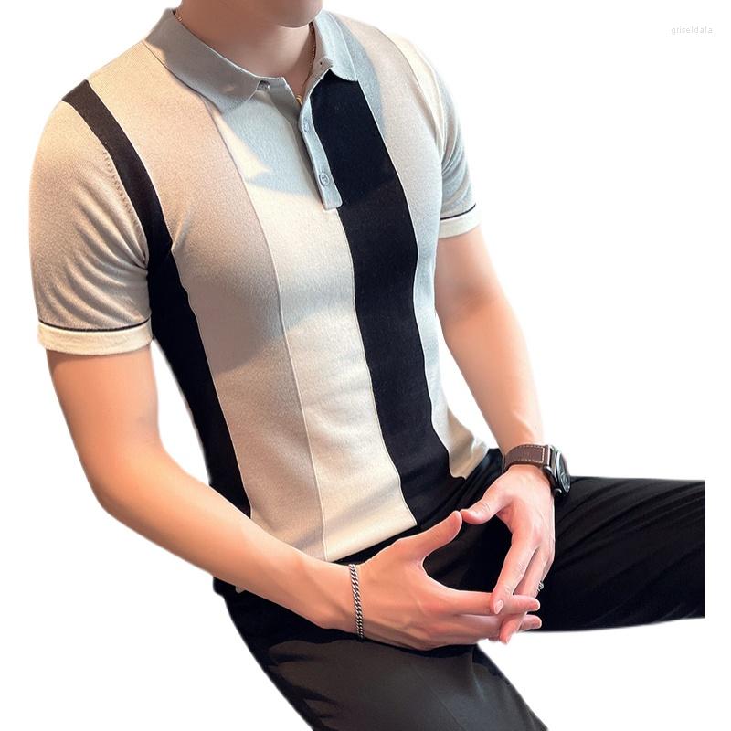 

Men's Polos 2022Summer Short Sleeve Knitted POLO Shirt Korean Fashion Clothing, Black