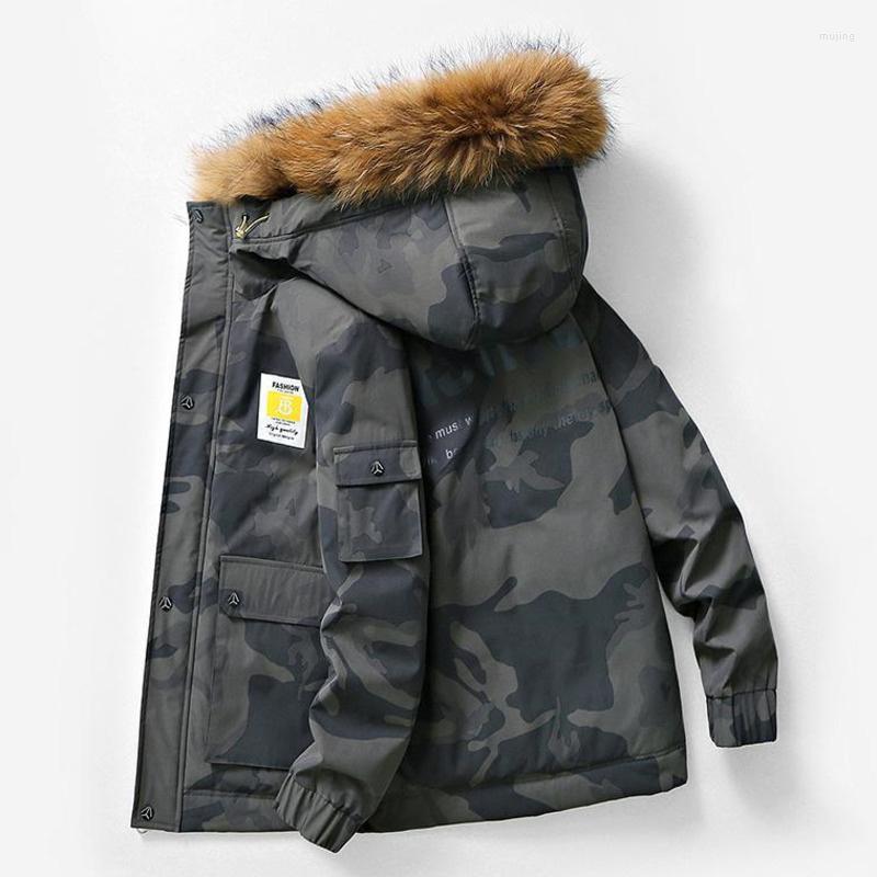 

Men's Down Degree -30 90% Winter Duck Jacket Men Parkas Hooded Fur Collar Windbreaker Thick Warm Camouflage Coat 5XL 6XL 7XL 8XL, Blue