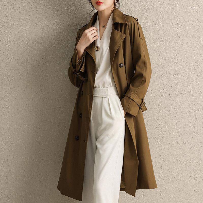 

Women' Trench Coats Woman Fashion Long Coat England Style Casual Elegant Loose Overcoat 2022 Thin Autumn Women' Windbreaker, Beige