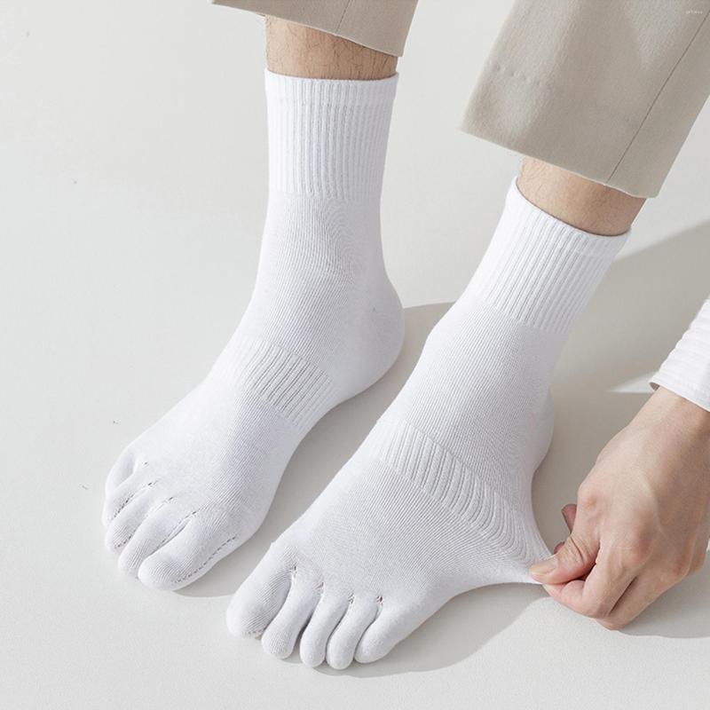 

Men's Socks 3 Pairs Of Men Pure Cotton Autumn And Winter Thick Odor Proof Breathable Business Middle Tube Split Toe Five Finger, 3pairs