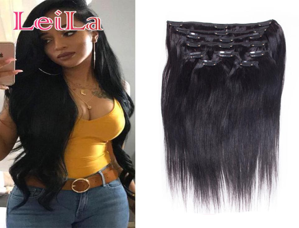 

Brazilian Straight Hair Clip In Hair Extensions 70120g Unprocessed Human Hair Weaves 7 Piecesset Full Head6059557