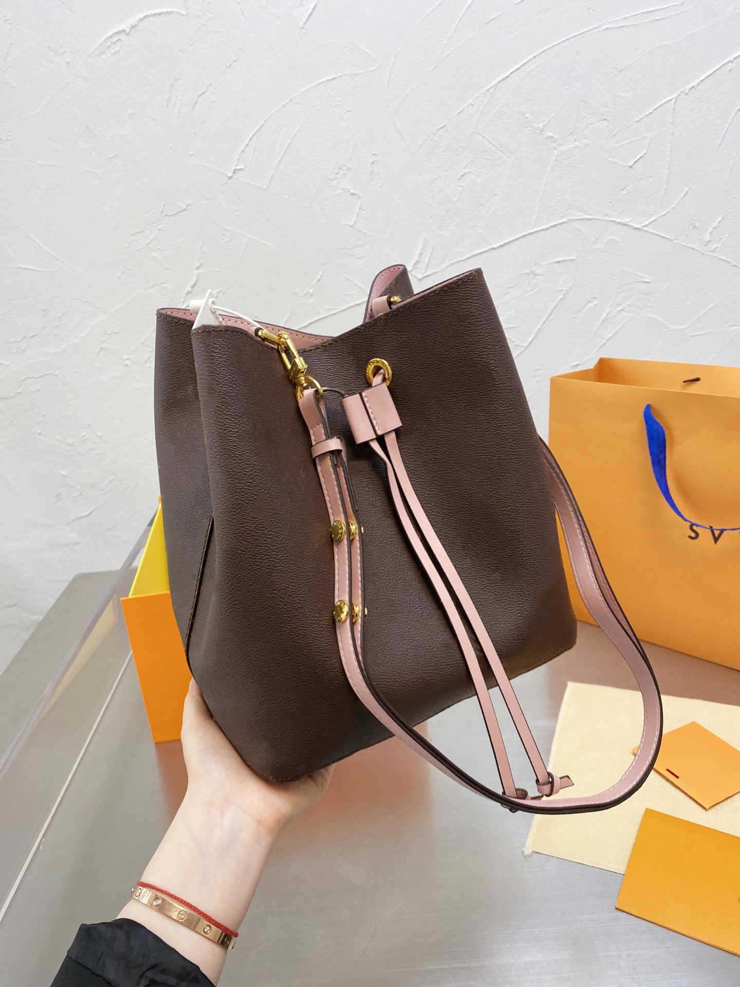 

Lvity Designer Bags Luxury s Bag bucket bags brand letter printing luxury designer style ladies handbag shoulder or bag leather design better, Red