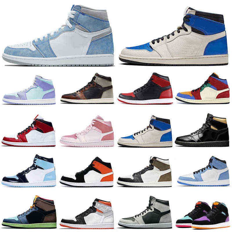 

2022 1s Men Basketball Shoes 1 University Blue Obsidian Bred Shadow Digital Pink Women Mens Trainers Sports Sneakers Wholesale Jordon Jorden, 1s black toe