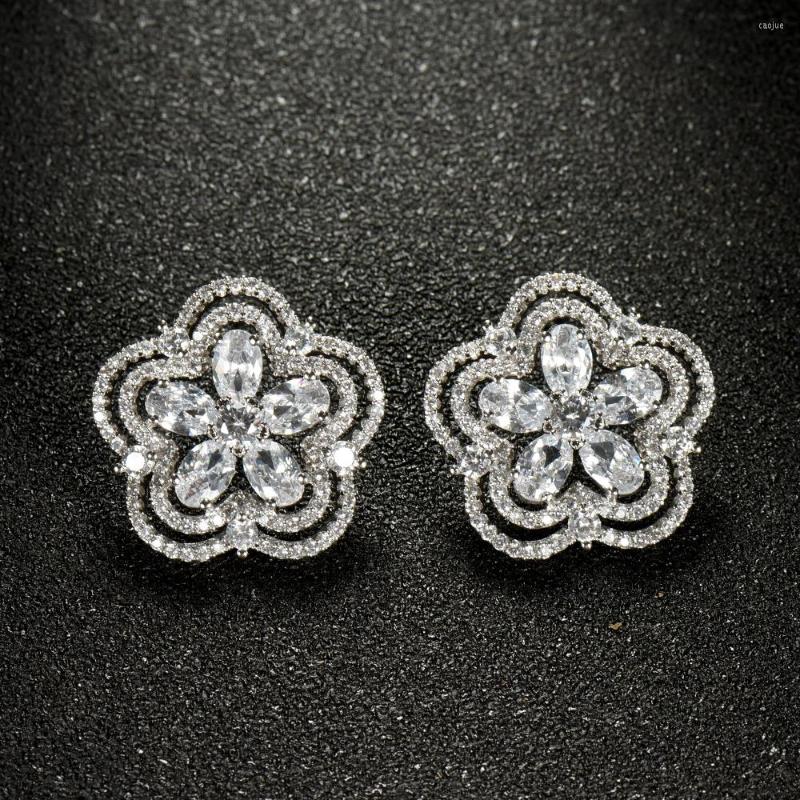 

Stud Earrings Hibride Charm Flower Earring Accessories Zirconia For Girls Party Jewelry Boucle Oreille Femme E-910