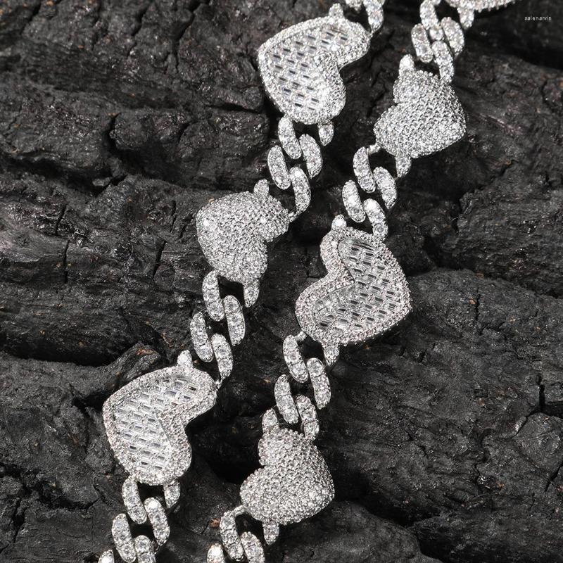 

Chains Heart Shape 10mm Bling Iced Out Brass Chain CZ Necklace Fashion Hip Hop Jewelry BN042