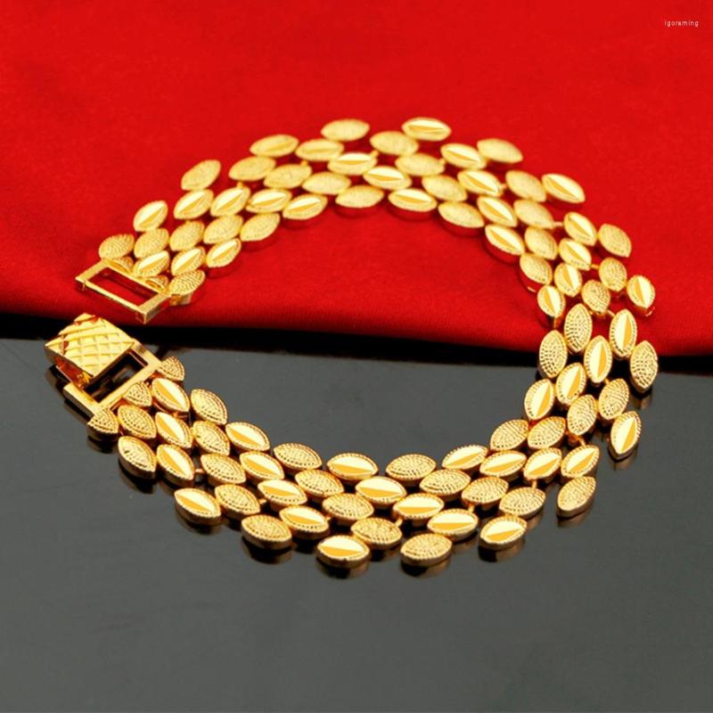 

Link Bracelets 14mm Wide Bracelet Yellow Gold Filled Fashion Womens Mens Gift