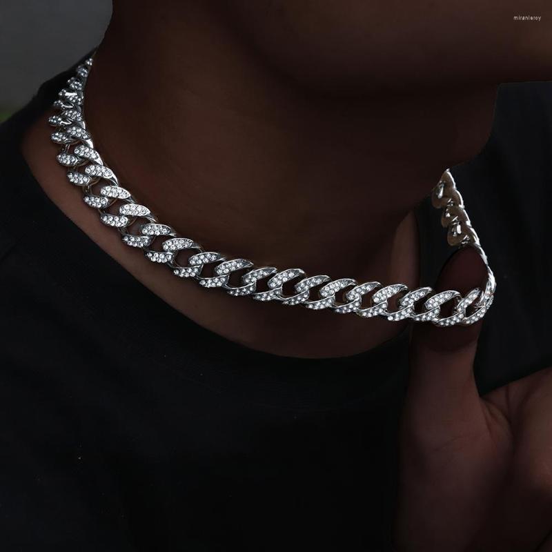 

Choker Punk Hip Hop Cuban Link Chain Necklace Iced Out Rapper Crystal Fashion Bling Rhinestone Men Jewelry Gift