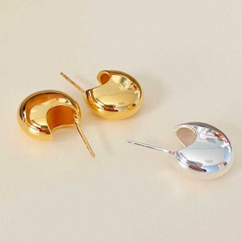 

Stud Earrings 18K Gold Authentic 925 Sterling Silver Arch Geometric Flat Circle Ear Ear-Bone Jewelry C-C979