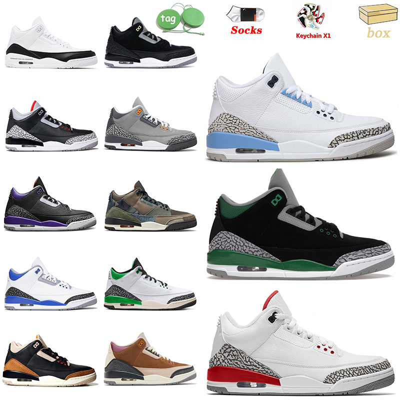 

2023 Fashion Designer Women Mens Basketball Shoes Jumpman 3 3s Pine Green Fire Red Winterized Archaeo Brown UNC Black Cement Cool Grey Trainers Sneakers With Box, D2 unc 2020 36-47