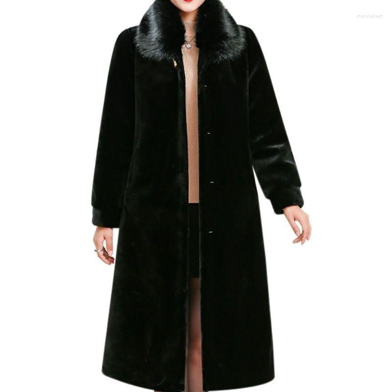 

Women' Fur 2022 Winter Mother Clothing Large Size Black Faux Coat Women Thicken Warm Long Overcoat Imitation Mink Jackets Parkas
