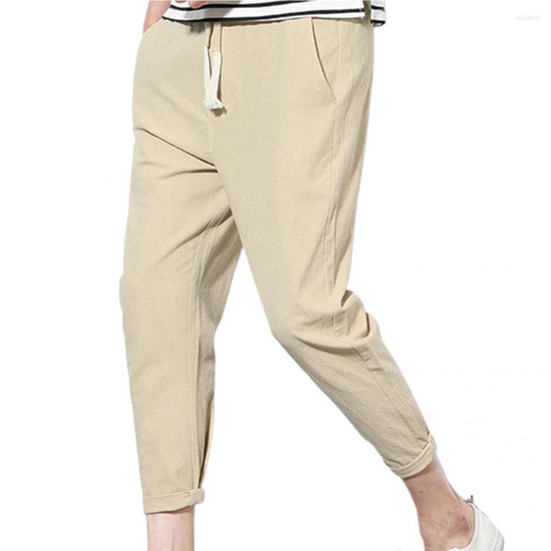 

Men's Pants Men Summer Solid Color High Waist Stylish All Match Elastic Pockets Drawstring Oversize Vintage Slim Trousers, Dark gray