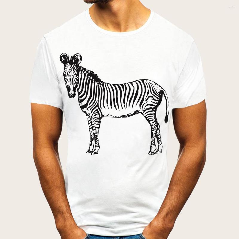 

Men' T Shirts 2022 Summer 60% Cotton Men' European Fashion Stripe Horse Print Round Neck T-shirt Short Sleeve, Black