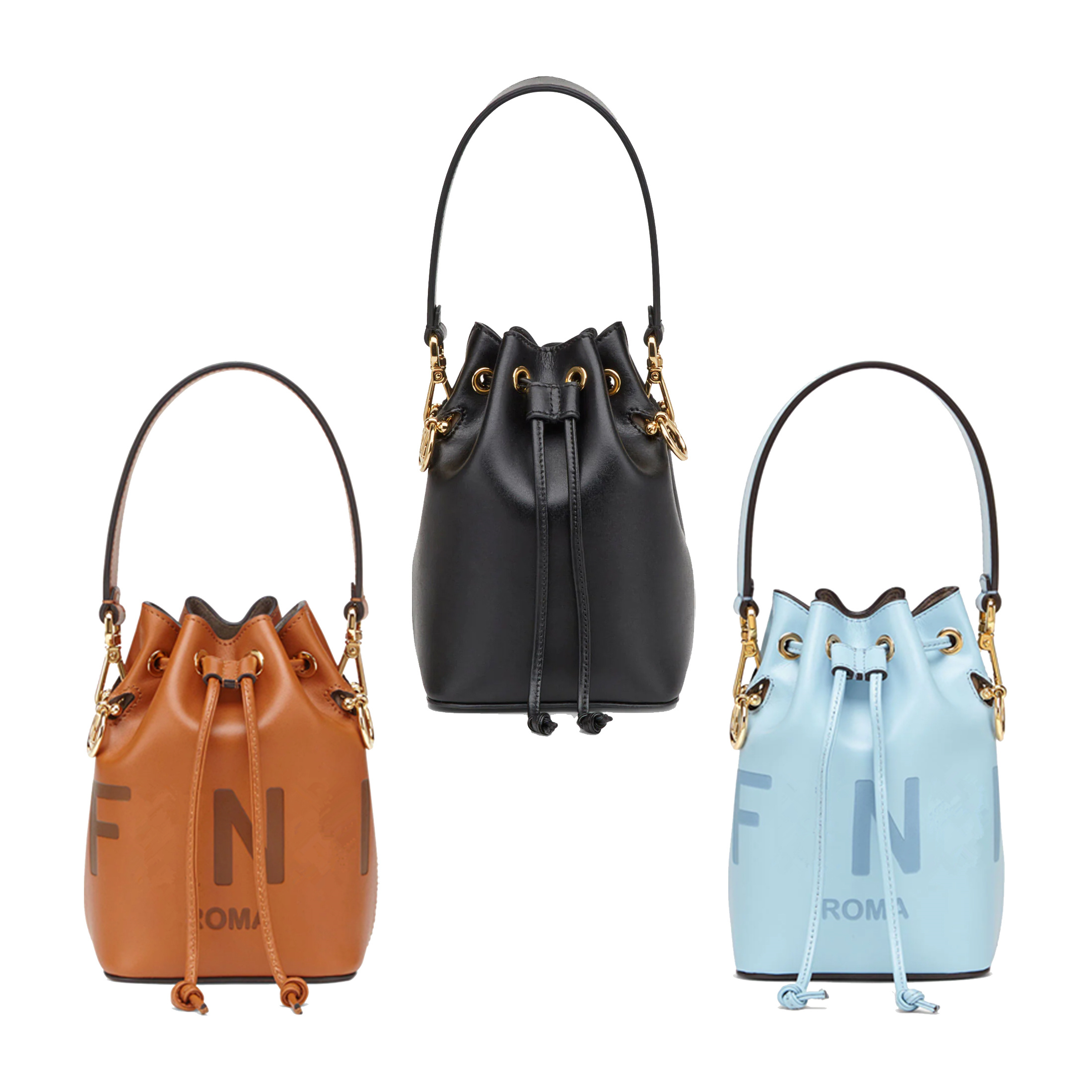 

Ladies Genuine Leather Drawstring bag small tote pochette bucket mens fend ROMA woman Wallets Embossing Luxury Women's Designers Purses handbag two shoulder straps, Carton