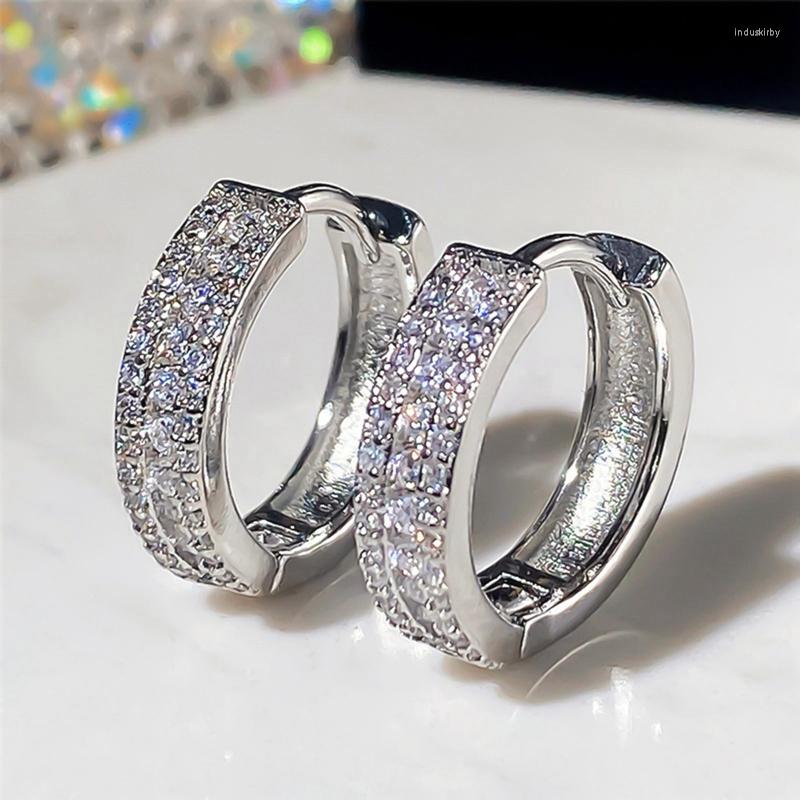

Hoop Earrings Brilliant Cubic Zirconia For Women Bridal Wedding Engagement Party Jewelry Whit Gold Filled Anniversary Gift