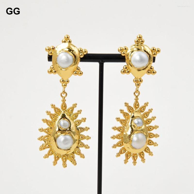 

Dangle Earrings GuaiGuai Jewelry Yellow Gold Color Plated Keshi Pearl