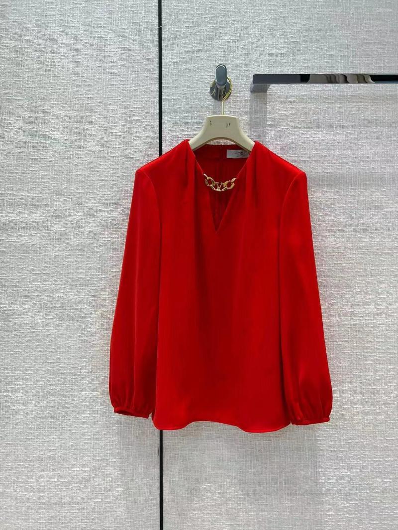

Women' Blouses Fyion Fashion Luxury Blouse 2022 Summer Spring Design Women Runway Solid Red High Quality Long Sleeves
