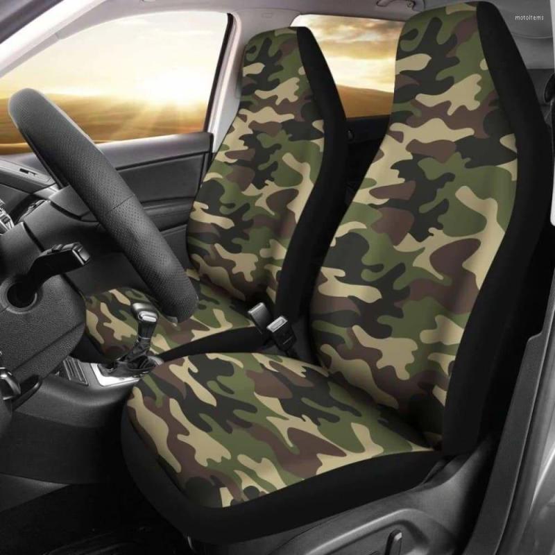 

Car Seat Covers Army Green Camouflage Pack Of 2 Universal Front Protective Cover