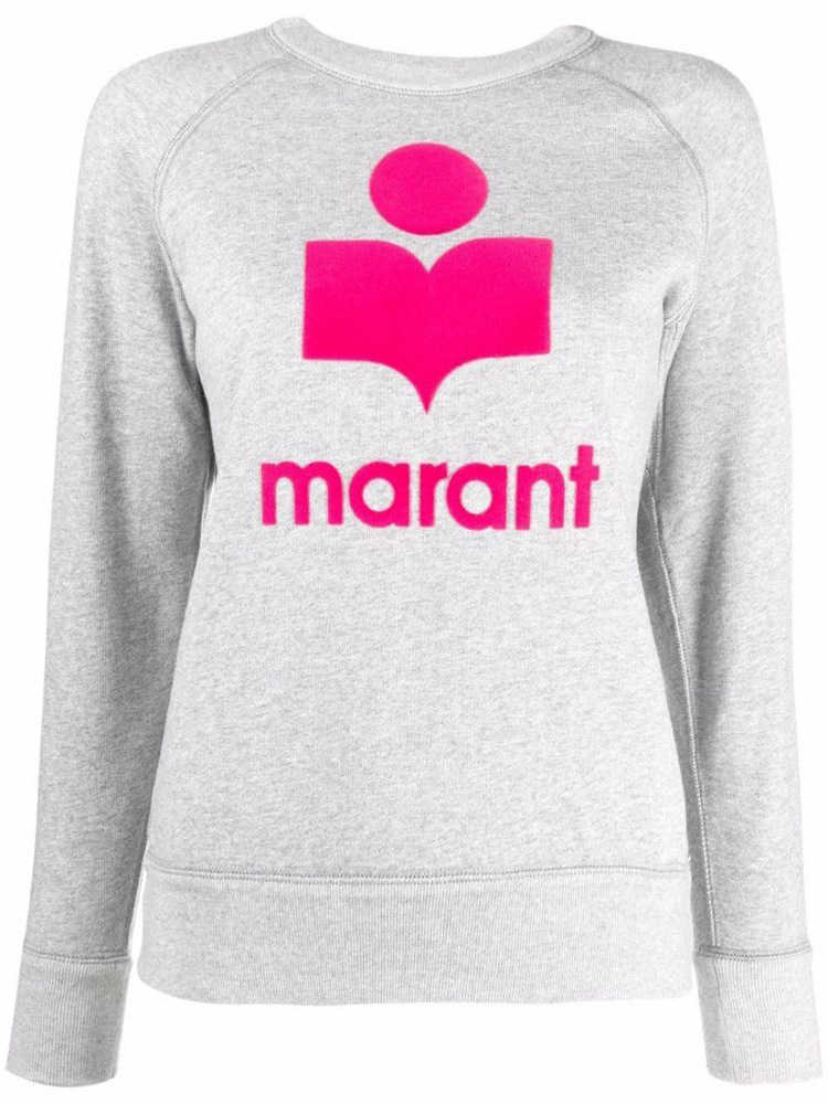 

Isabel Marant Women Designer Sweatshirt Classic Flocking Print Round Neck Raglan Sleeve Cotton Pullover Sweater Warm Hoodie, Brown