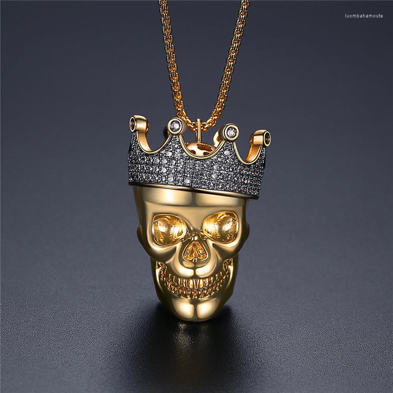 

Pendant Necklaces Hip Hop Cubic Zircon Crown Skull HIPHOP Men'S Rapper Necklace Fashion Nightclub Party Jewelry Drop