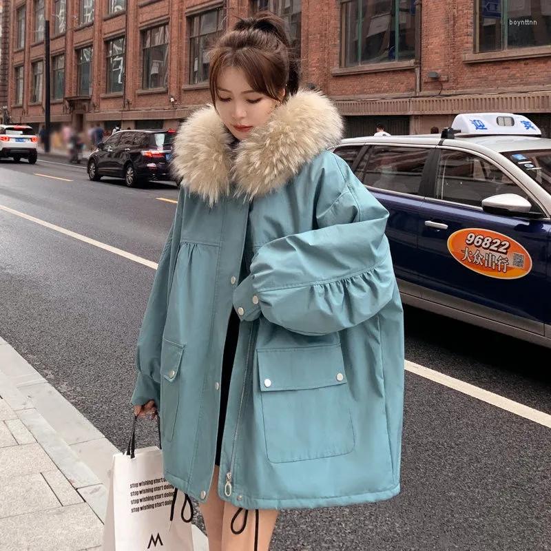

Women's Down Herstory Autumn Winter Hooded Parka Cotton Jacket Loose Plus Size Overcoat Velvet Warm Long Outerwear, Khaki