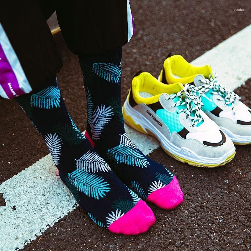 

Men's Socks 1Pair Pink Heel Cotton Flamingo Personality Medium Tall For Men Style