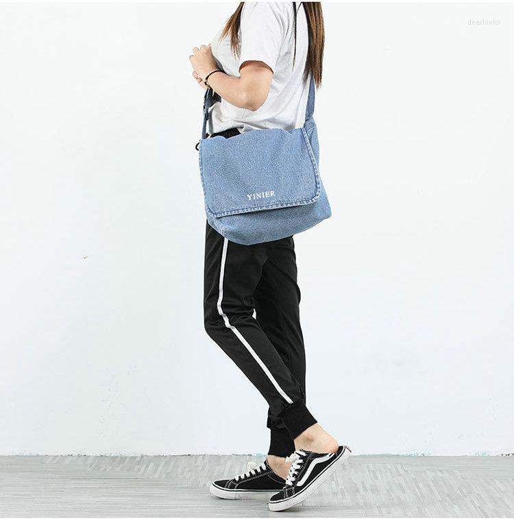 

Evening Bags Women Retro Messenger Bag Denim Shoulder Ladies Satchel Zipper Fashion Sling Shopping Crossbody B829, Deep blue