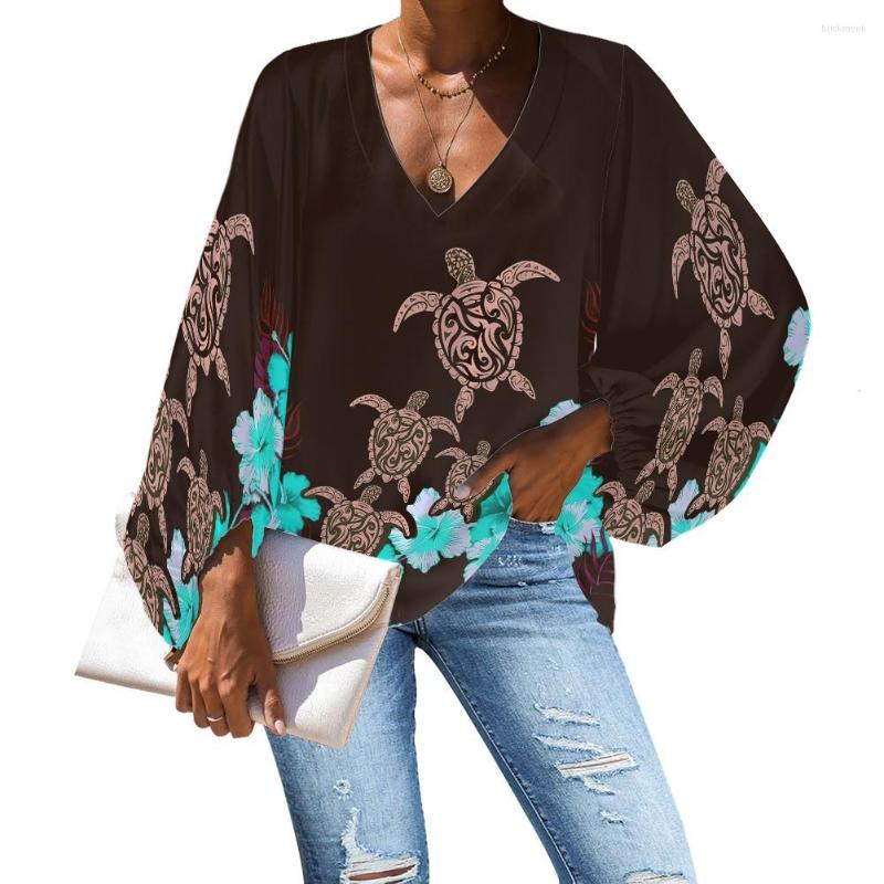 

Women' Blouses V-neck Sexy Club Women' Polynesian Tribal Hawaii Floral Printing Womens Blouse Casual Women Tops 2022, Hbc212501b2