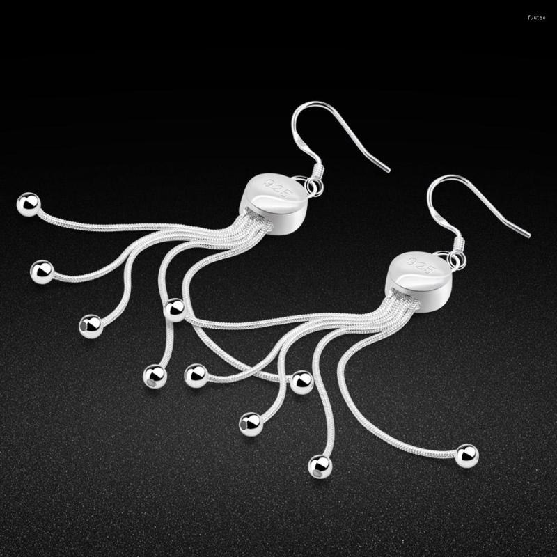 

Dangle Earrings Charm 925 Sterling Silver Bohemian Tassel Pendant Female Long Ear Line Girl Gift Prata Brincos