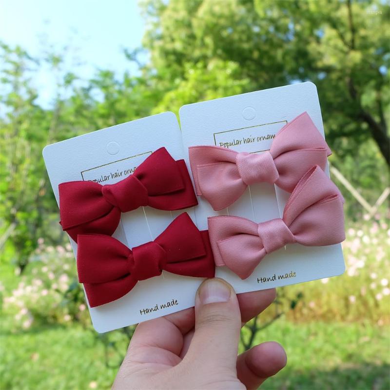 

Hair Accessories 2/Pcs/Set Girl Classics Fashion Bow Ribbon Clip Korean Headwear Spring Ponytail Simple Hairpin Woman Head Flower Gift