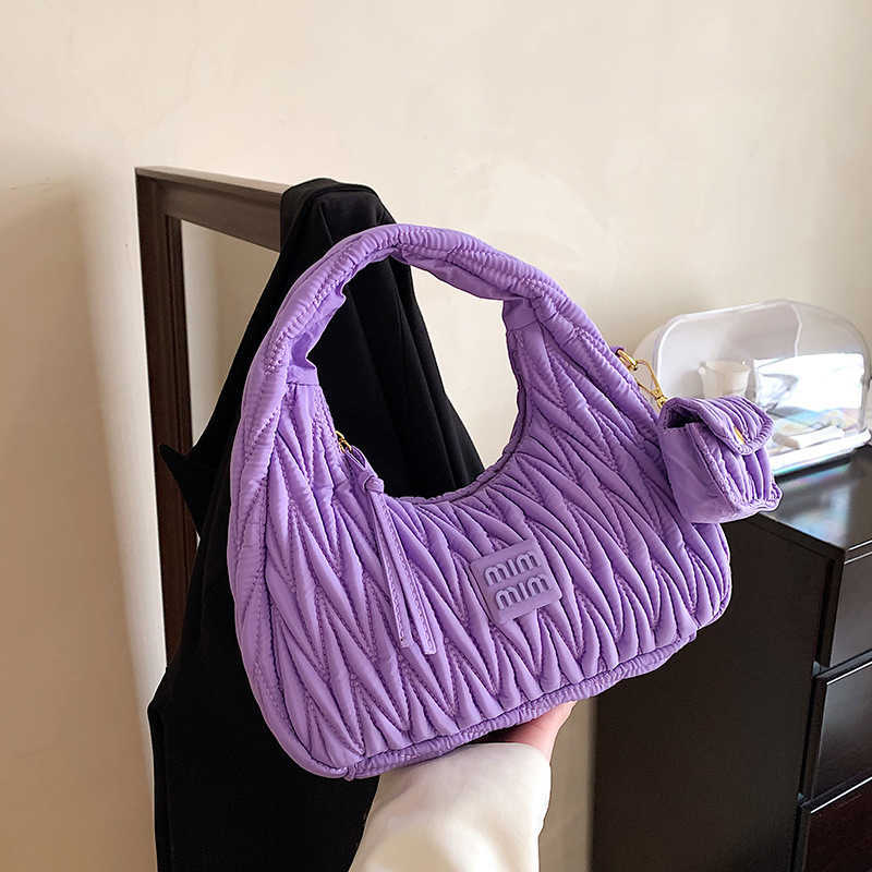 

Shoulder Bags Designer Fashion MM Handbags Wrist Women 2022 New Lovers Texture Simple Handbag Trend Versatile AFSP Young Chic Satin Pleated NicheMI Pi, White