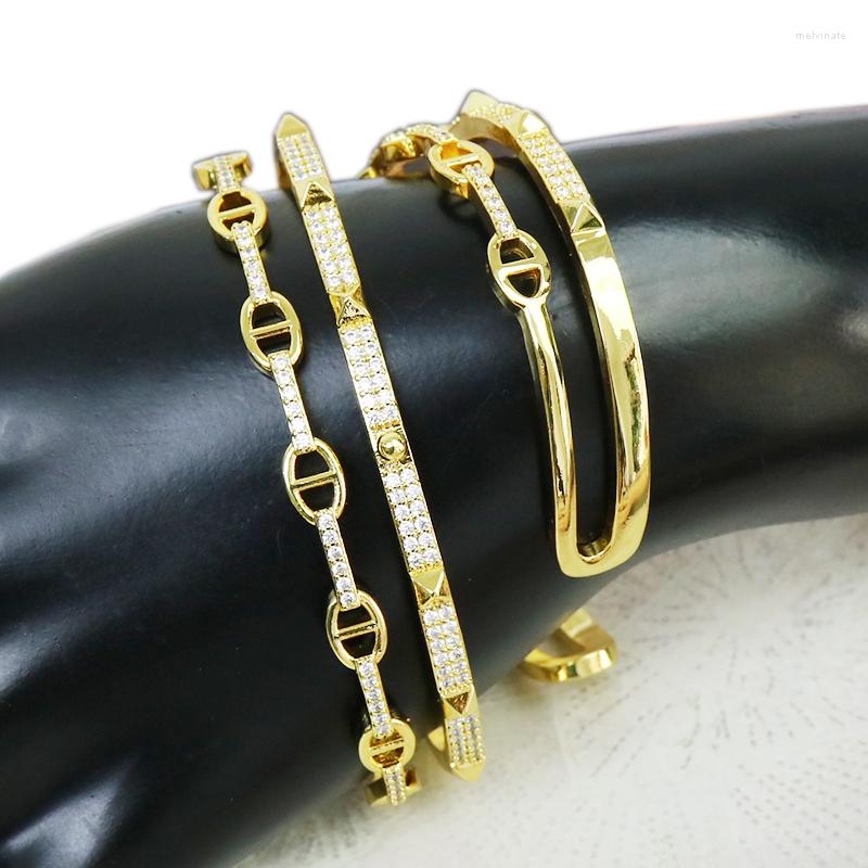 

Bangle 3 Pcs Design Zircon Gold Color Jewelry Charms Women 51417