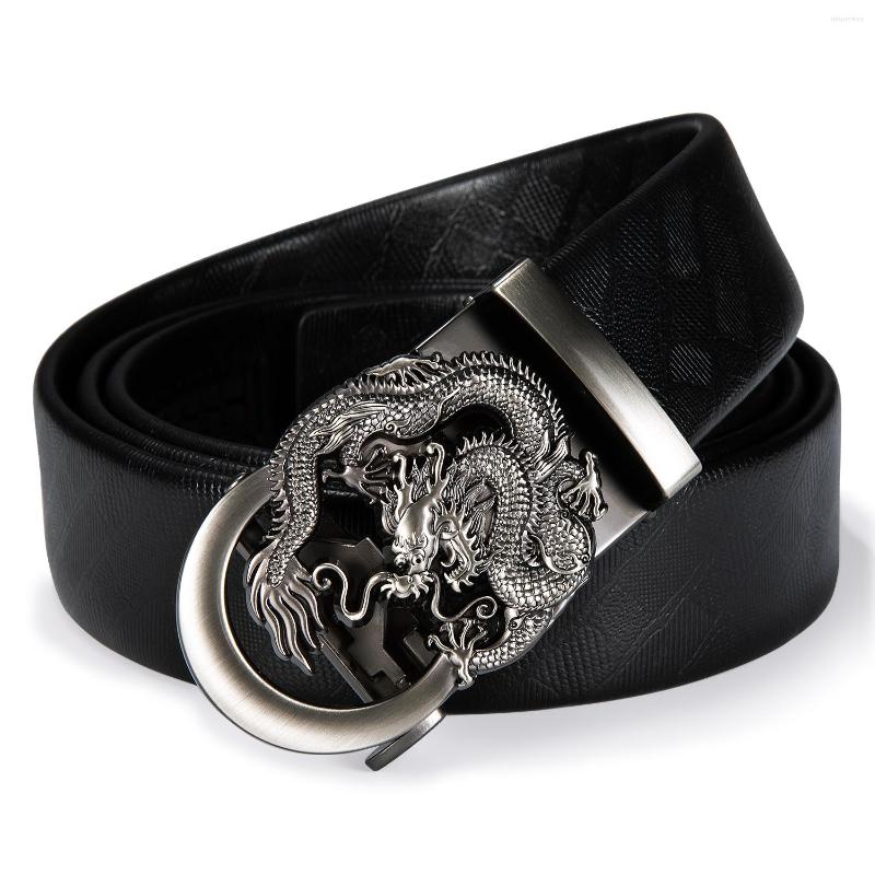 

Belts Genuine Leather Brand Designer Pattern Alloy Automatic Buckle Belt 3.5cm Men Strap DiBanGu, Black